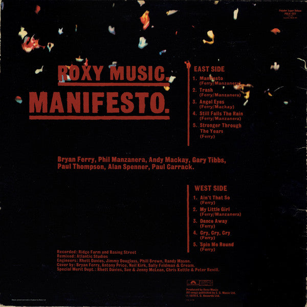 Roxy Music : Manifesto (LP, Album, Red)