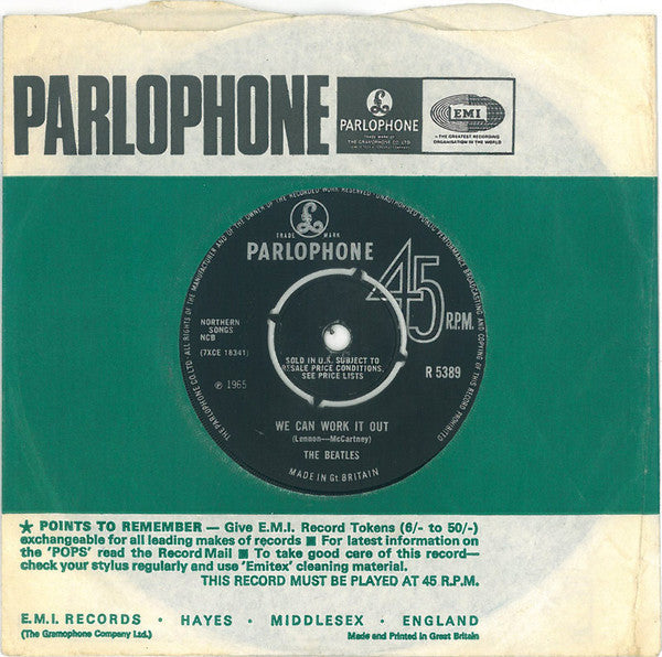 The Beatles : We Can Work It Out / Day Tripper (7", Single, Mono, Fir)