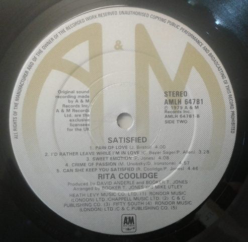 Rita Coolidge : Satisfied (LP, Album)