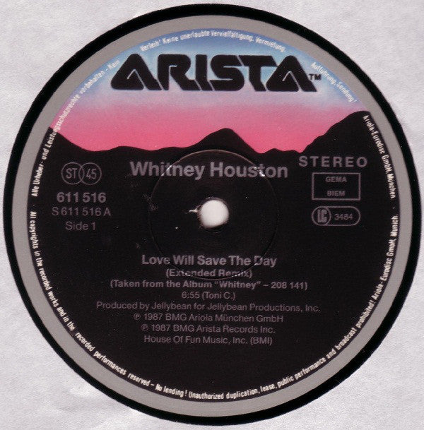 Whitney Houston : Love Will Save The Day (Extended Remix) (12", Maxi)