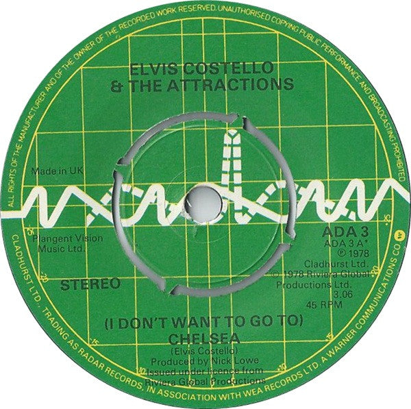Elvis Costello & The Attractions : (I Don't Want To Go To) Chelsea (7", Single, Kno)