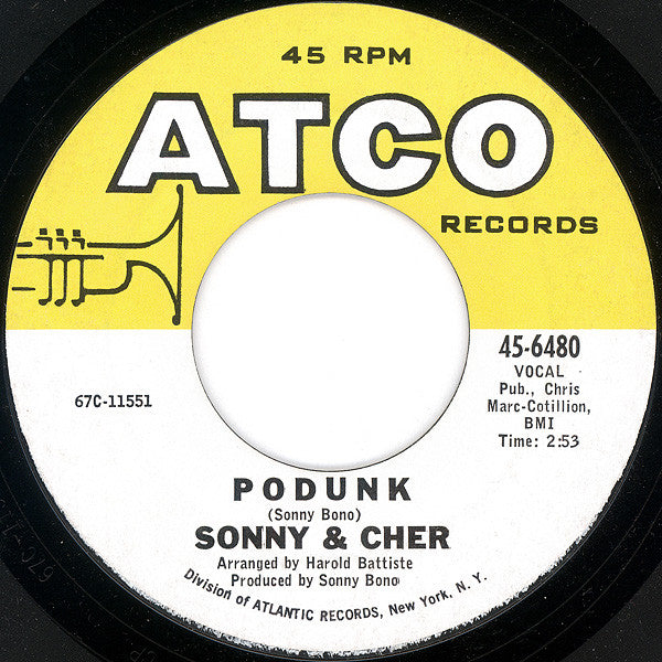 Sonny & Cher : A Beautiful Story / Podunk (7", Single)