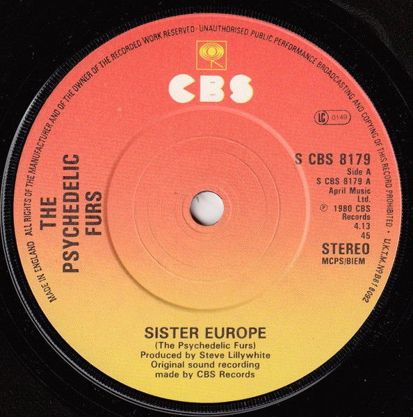 The Psychedelic Furs : Sister Europe (7", Single)