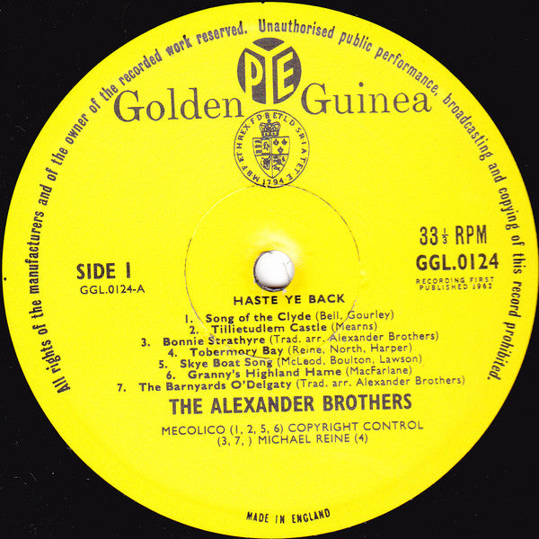 The Alexander Brothers : Haste Ye Back (LP, Album, Mono, RE)