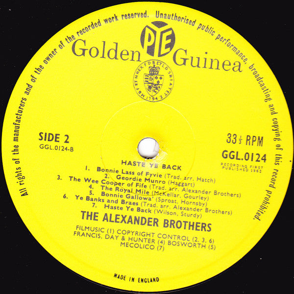 The Alexander Brothers : Haste Ye Back (LP, Album, Mono, RE)