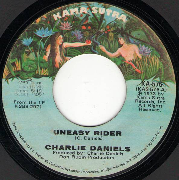 Charlie Daniels : Uneasy Rider (7", Single, Styrene, Mon)