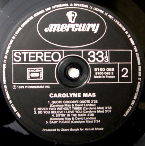 Carolyne Mas : Carolyne Mas (LP, Album, Emb)