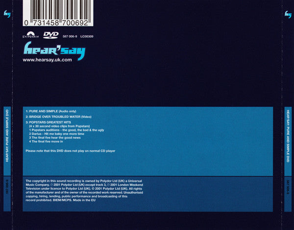 Hear'Say : Pure And Simple (DVD, Single)