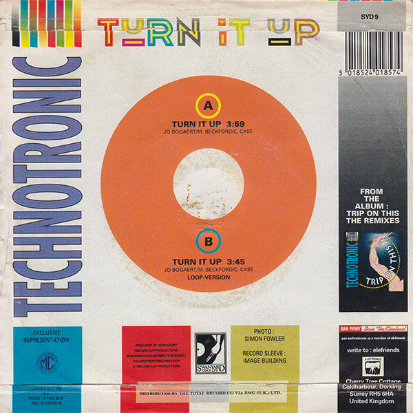 Technotronic Featuring Melissa & Einstein (2) : Turn It Up (7", Single, Pap)