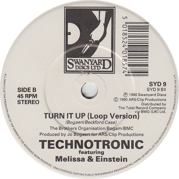 Technotronic Featuring Melissa & Einstein (2) : Turn It Up (7", Single, Pap)
