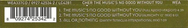 Cher : The Music's No Good Without You (CD, Single)