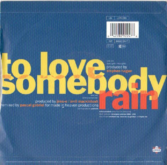 Jimmy Somerville : To Love Somebody (7", Single)