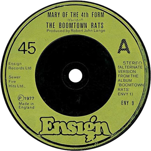 The Boomtown Rats : Mary Of The 4th Form (Alternate Version) (7", Single, Red)