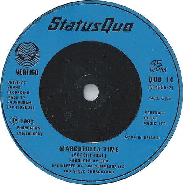 Status Quo : Marguerita Time (7", Single, Blu)