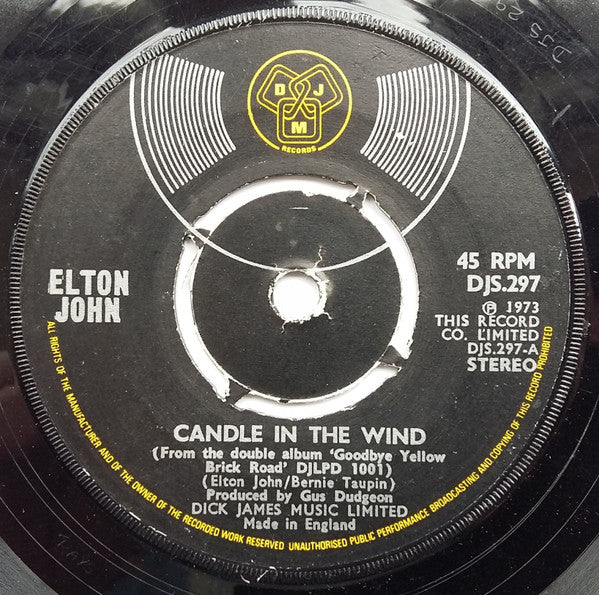 Elton John : Candle In The Wind (7", Single, Kno)