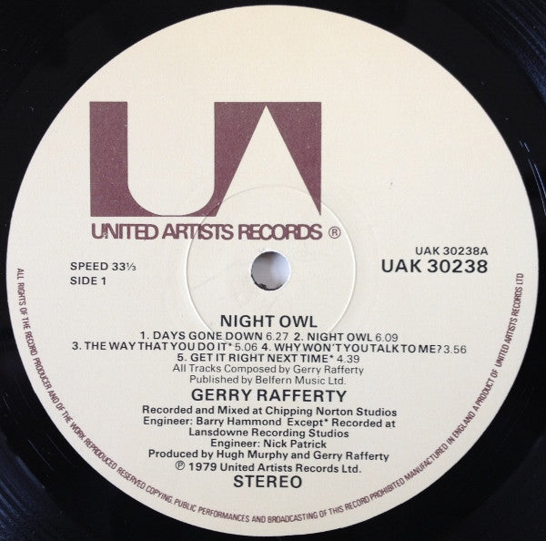 Gerry Rafferty : Night Owl (LP, Album)