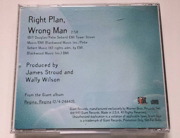 Regina Regina : Right Plan, Wrong Man (CD, Single, Promo)