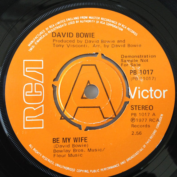 David Bowie : Be My Wife / Speed Of Life (7", Single, Promo)