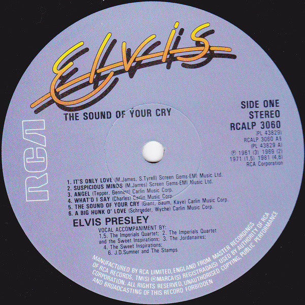 Elvis Presley : The Sound Of Your Cry (LP, Comp)
