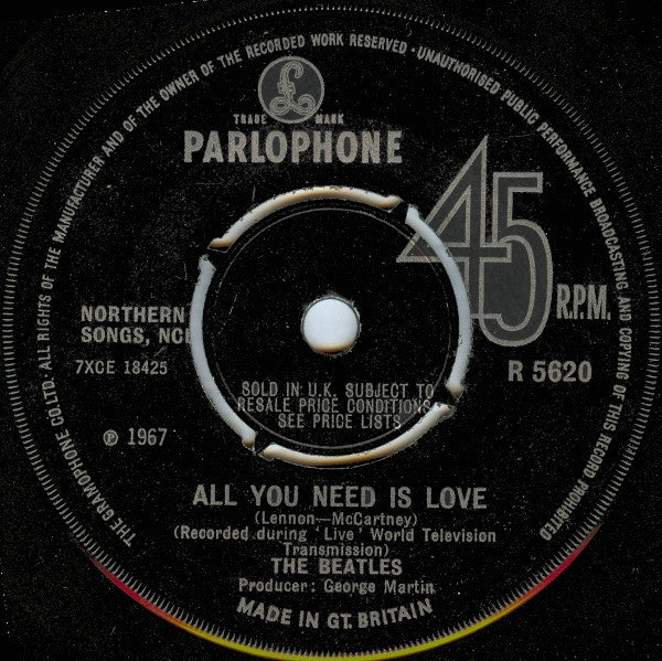 The Beatles : All You Need Is Love (7", Single, Pus)