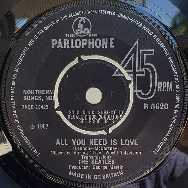 The Beatles : All You Need Is Love (7", Single, Pus)
