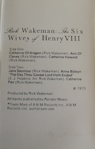 Rick Wakeman : The Six Wives Of Henry VIII (Cass, Album, Dol)