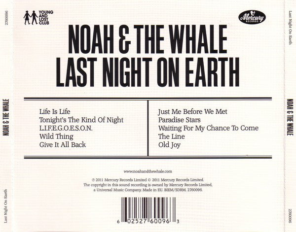 Noah & The Whale* : Last Night On Earth (CD, Album)