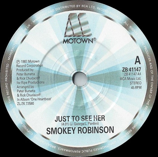 Smokey Robinson : Just To See Her (7")