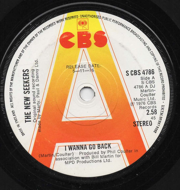 The New Seekers : I Wanna Go Back (7", Promo)