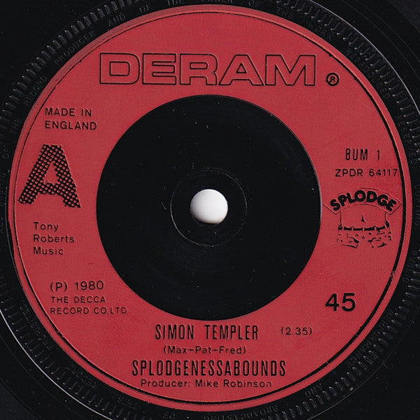 Splodgenessabounds : Simon Templer (7", Single)