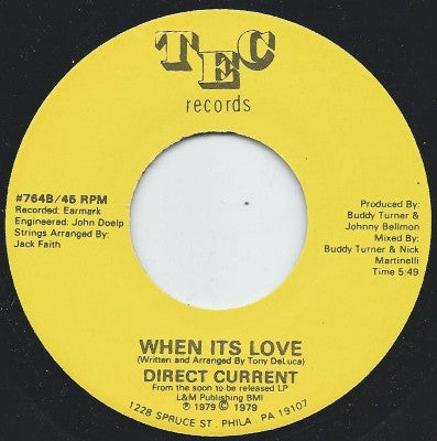 Direct Current : When Its Love (7", Single)