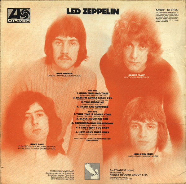 Led Zeppelin : Led Zeppelin (LP, Album, RP)