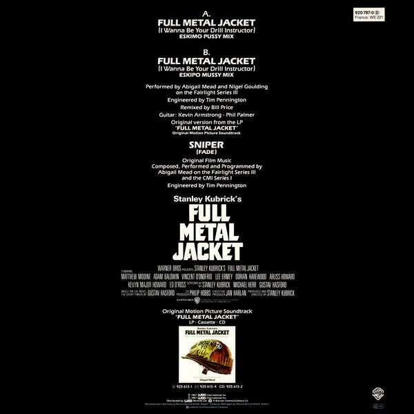 Abigail Mead And Nigel Goulding : Full Metal Jacket (I Wanna Be Your Drill Instructor) (12")