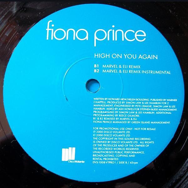 Fiona Prince : High On You Again (12", Promo)
