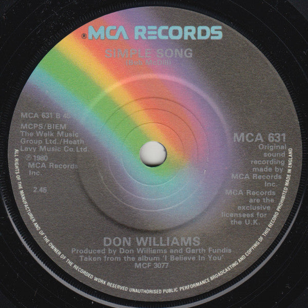 Don Williams (2) : I Believe In You / Simple Song (7", Single)