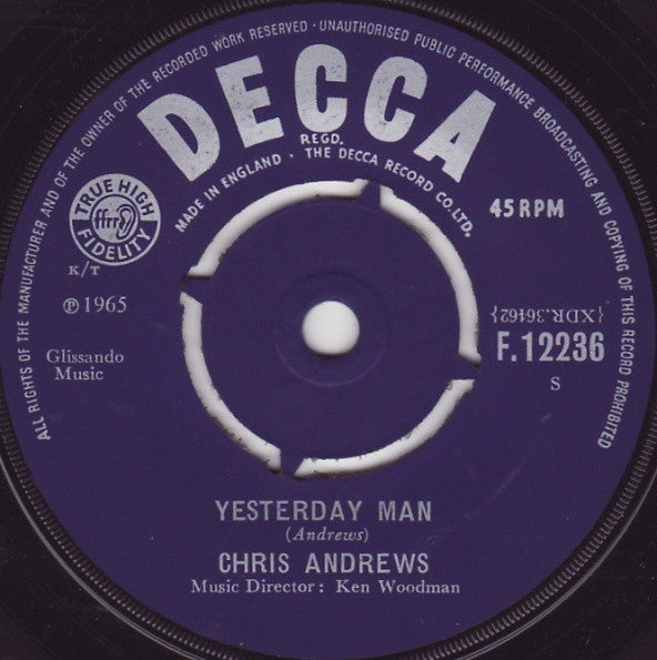 Chris Andrews (3) : Yesterday Man (7", Single)