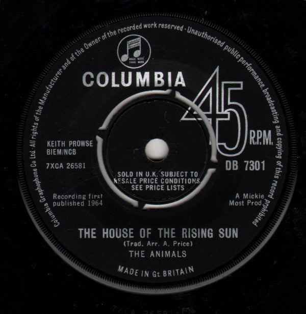 The Animals : The House Of The Rising Sun (7", Single)