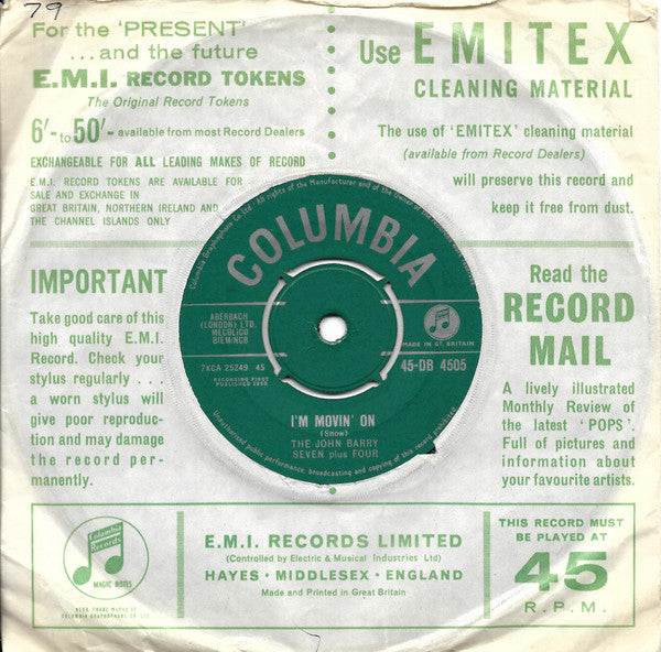 The John Barry Seven : Walk Don't Run (7", Single)