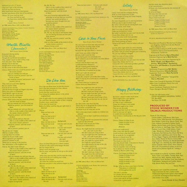 Stevie Wonder : Hotter Than July (LP, Album, Gat)