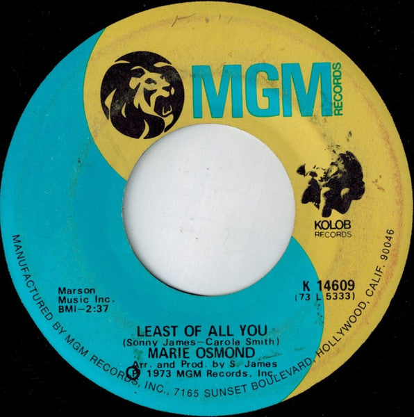 Marie Osmond : Paper Roses / Least Of All You (7")