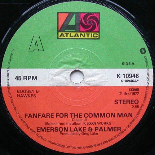 Emerson, Lake & Palmer : Fanfare For The Common Man (7", Single, Sol)