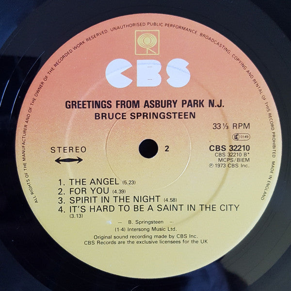 Bruce Springsteen : Greetings From Asbury Park, N.J. (LP, Album, RE)