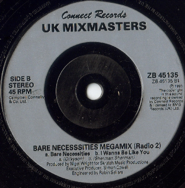 The UK Mixmasters : Bare Necessities Megamix (7", Single)