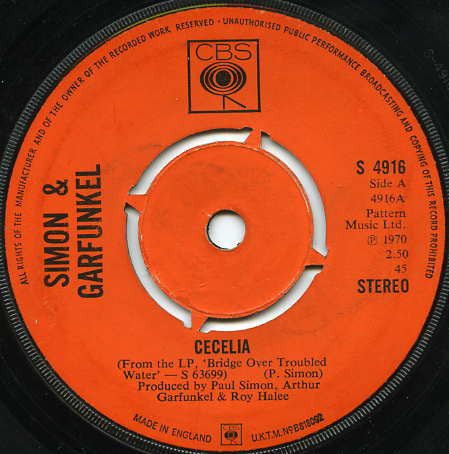 Simon & Garfunkel : Cecelia (7", Single)