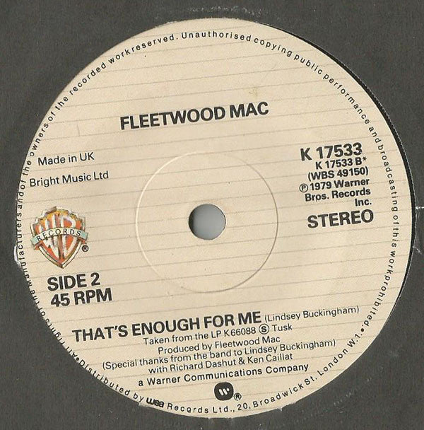 Fleetwood Mac : Sara (7", Single, Sol)
