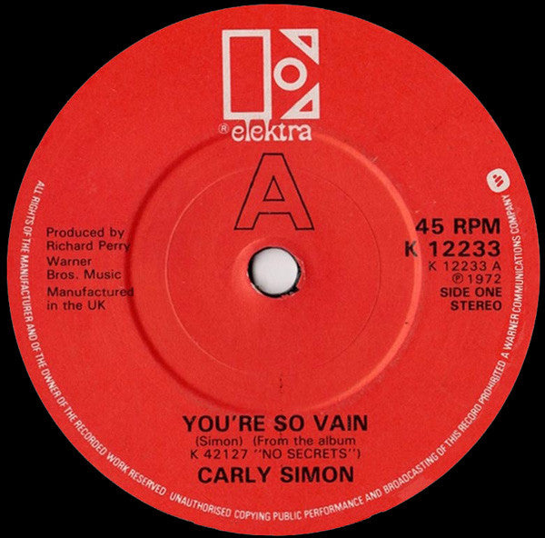 Carly Simon : You're So Vain (7", Single, RE)