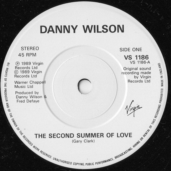 Danny Wilson (2) : The Second Summer Of Love (7", Single, Whi)