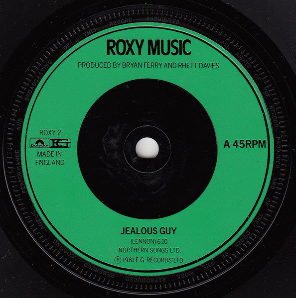Roxy Music : Jealous Guy (7", Single)