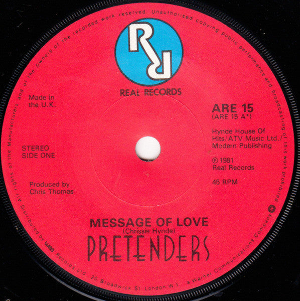 The Pretenders : Message Of Love (7", Single, Dam)