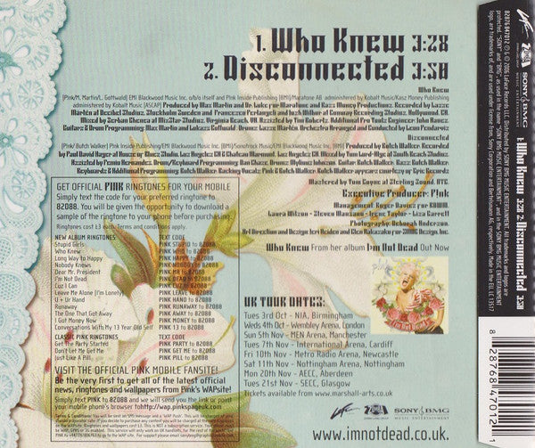 P!NK : Who Knew (CD, Single)